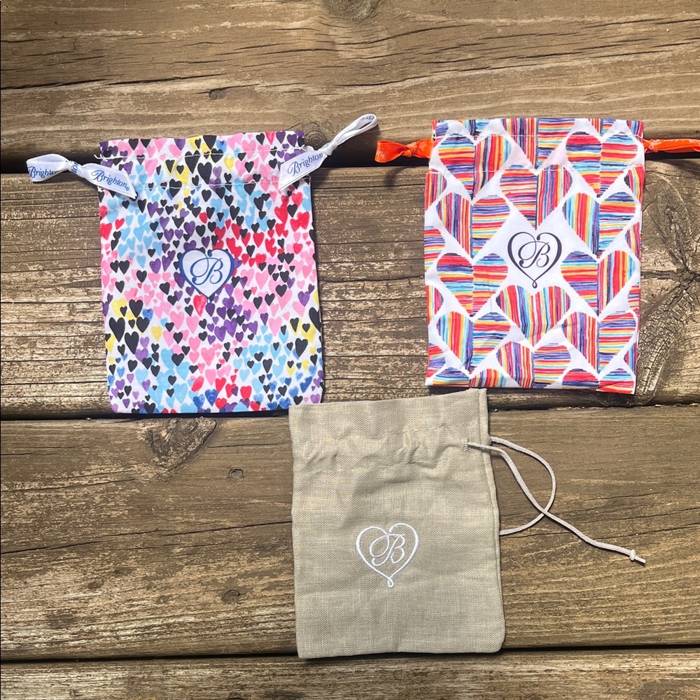 Brighton Kids Multicolor Heart & Stripe Drawstring Pouches